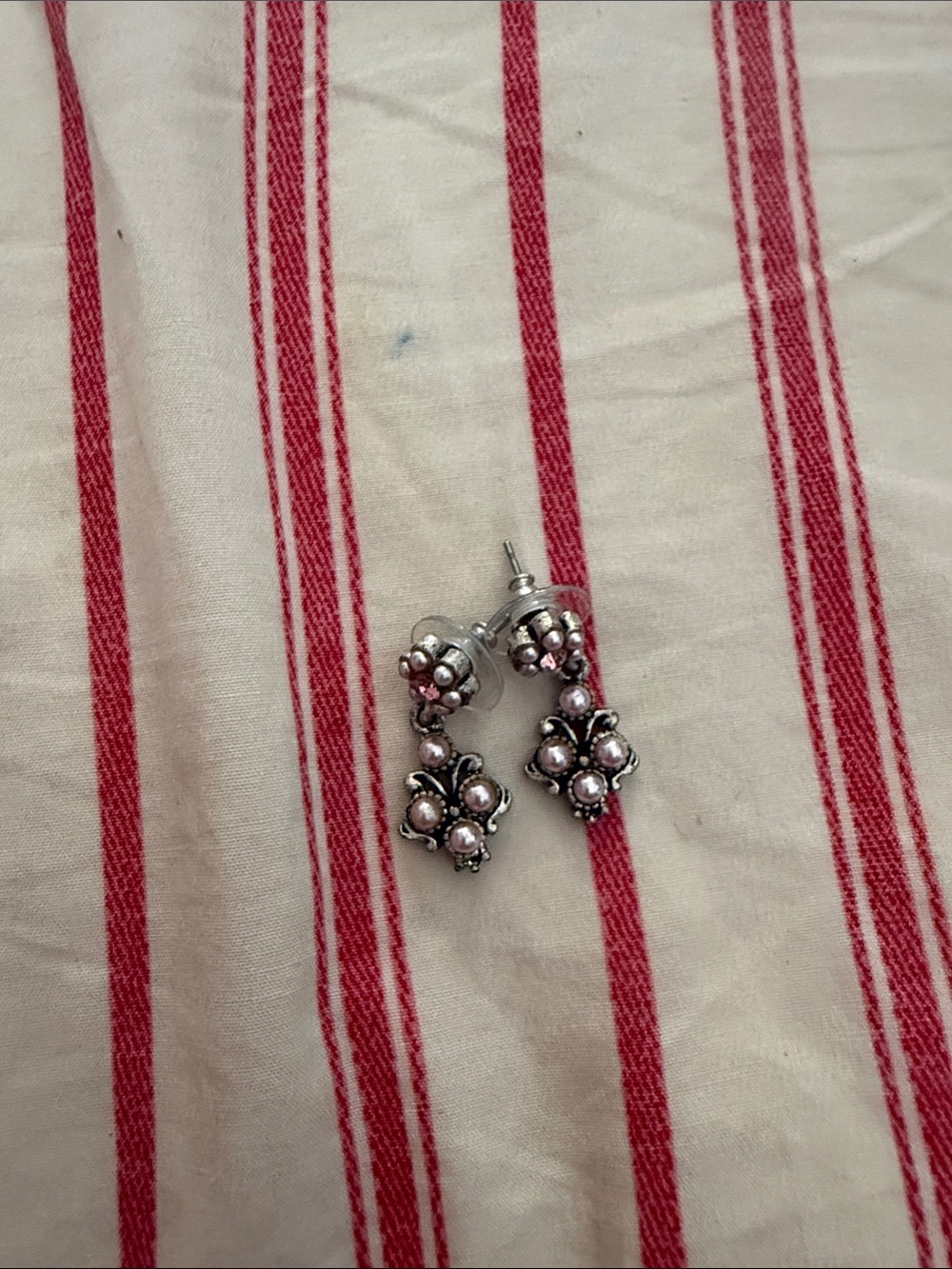 New York & Company Silver Beaded Cluster Drop Earrings